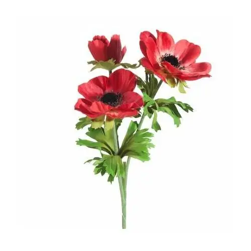 ANEMON ZAWILEC sztuczny kwiat dekoracyjny z płatkami z jedwabistej tkaniny 56 cm czerwony,zielony