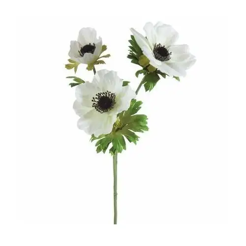 ANEMON ZAWILEC sztuczny kwiat dekoracyjny z płatkami z jedwabistej tkaniny 56 cm biały,zielony