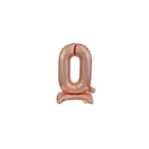 Balon foliowy mini cyfra 0 na stojaku różowe złoto