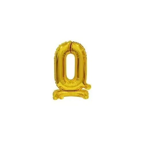 Balon foliowy mini cyfra 0 ze stopką złota 22x40cm