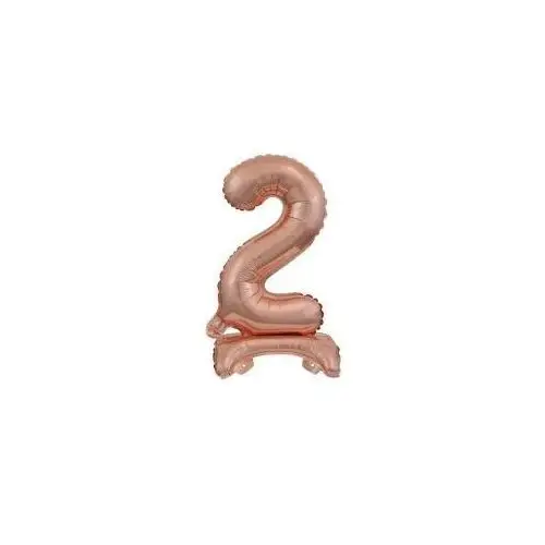 Balon foliowy mini cyfra 2 na stojaku różowe złoto