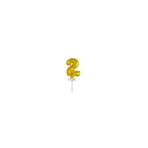 Balon foliowy mini cyfra 2 złota 8x12cm