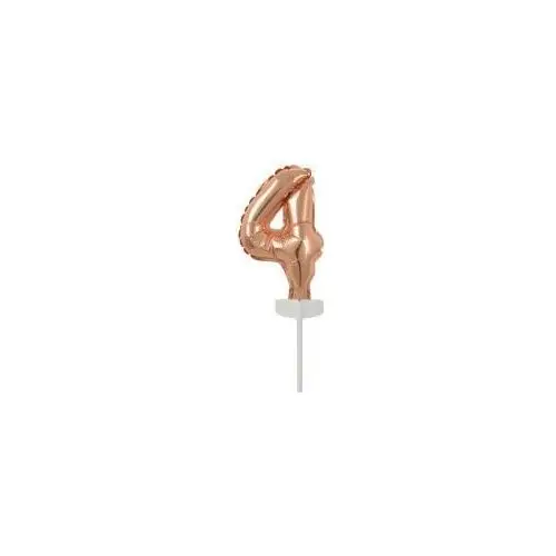Balon foliowy mini cyfra 4 różowe złoto 8x12cm