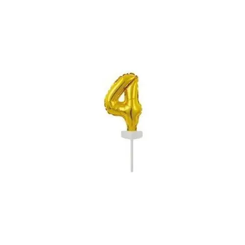 Balon foliowy mini cyfra 4 złota 8x12cm