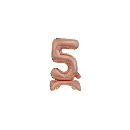Balon foliowy mini cyfra 5 na stojaku różowe złoto