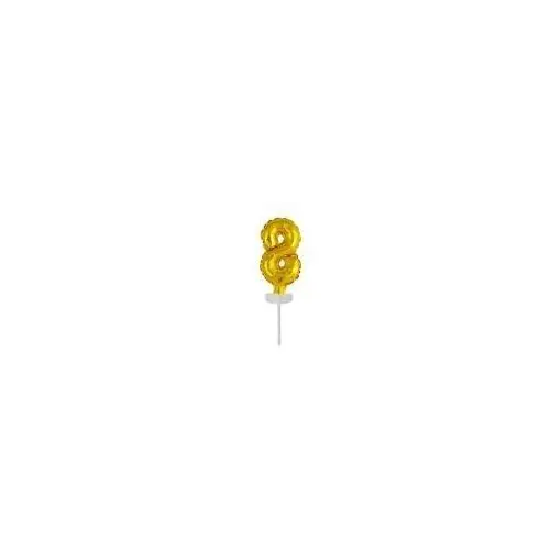 Balon foliowy mini cyfra 8 złota 6,5x12cm