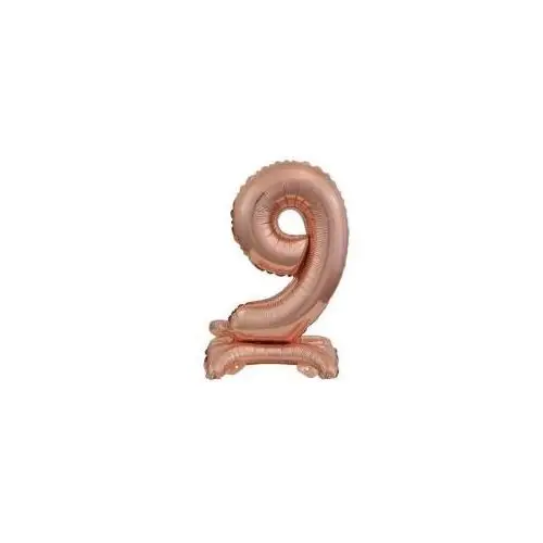 Balon foliowy mini cyfra 9 na stojaku różowe złoto