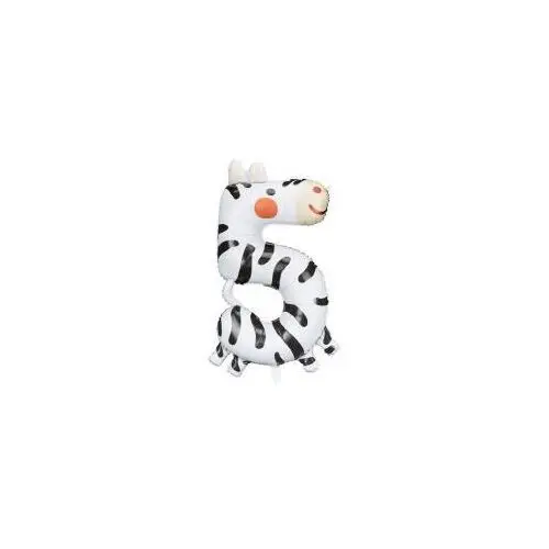 Balon foliowy urodzinowy cyfra "5" - Zebra 42x81 cm