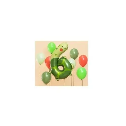 Balon foliowy urodzinowy cyfra "6" - Żółw 57x86 cm