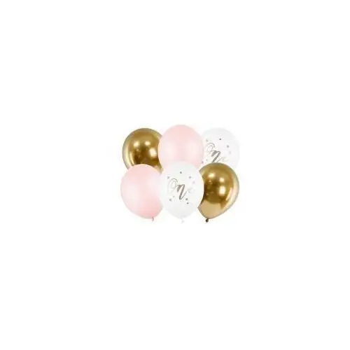 Balony urodzinowe Pastel Pale Pink biały złoty różowy 30cm 5 sztuk
