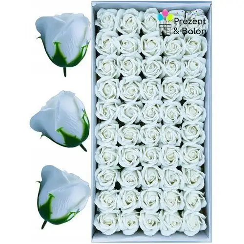 Białe Róże Mydlane Kwiaty Flower Box 50