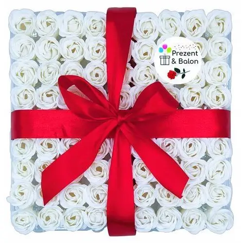 Białe Róże Mydlane Kwiaty Flower Box Główka Sztuczne Paczka 81