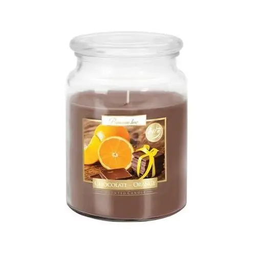 Duża świeca czekolada - pomarańcza w szkle z wieczkiem Bispol