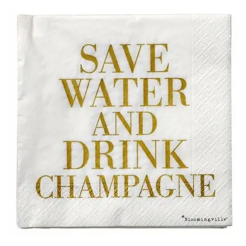 Bloomingville Serwetki save water drink champagne 20 szt. złoty napis 2