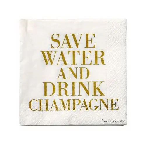 Bloomingville Serwetki save water drink champagne 20 szt. złoty napis