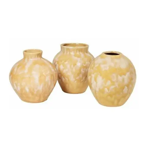 Broste copenhagen wazon ceramiczny ingrid 14,5 cm 3-pak oliwkowy żółty