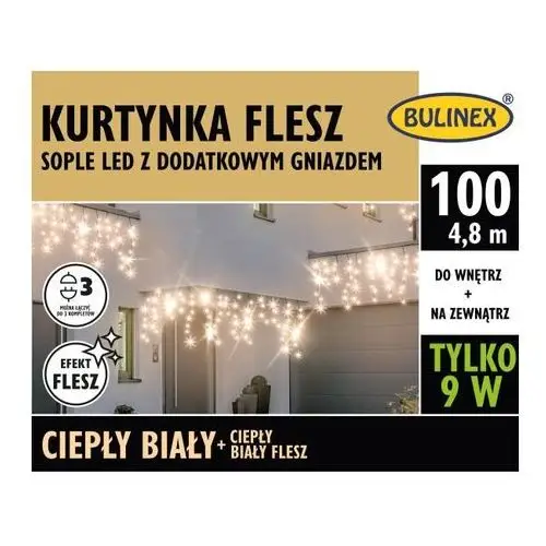 Kurtyna LED Bulinex 100L 4,8 m flesz z dodatkowym gniazdem barwa ciepła biała, 13-565