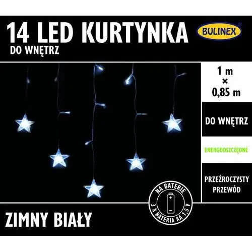 Kurtyna świąteczna 14 LED 1 m z gwiazdkami biała