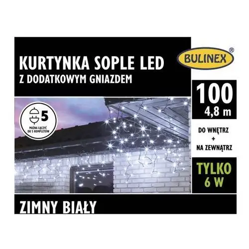 Kurtyna zewnętrzna Bulinex sople 100 LED 4,8 m biała