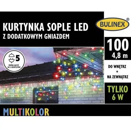 Kurtyna zewnętrzna Bulinex sople 100 LED 4,8 m multikolor