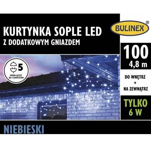 Bulinex Kurtyna zewnętrzna sople 100 led 4,8 m niebieska