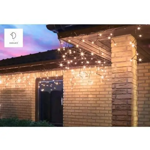 Bulinex Kurtyna zewnętrzna sople 200 led 9,6 m barwa ciepła biała