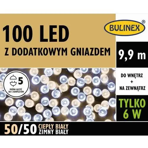 Bulinex Lampki 100 led 9,9 m z dodatkowym gniazdem barwa ciepła/zimna biała mix