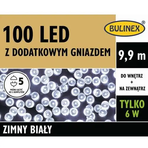 Bulinex Lampki zewnętrzne 100 led 9,9 m białe