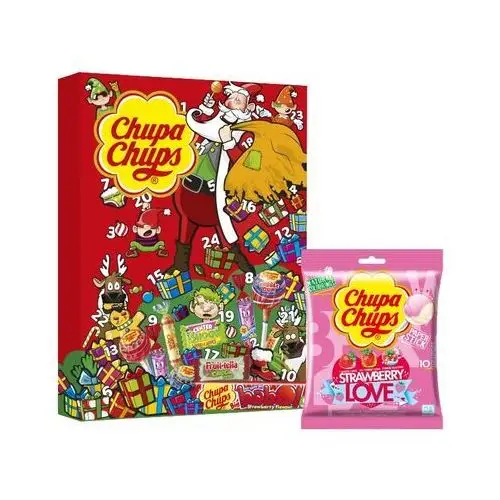 Chupa Chups Kalendarz Adwentowy 210,6g Lizaki truskawkowe Love 120g