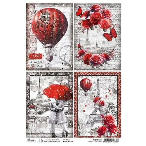 Ciao bella Papier ryżowy do decoupage a4 paris je t'aime balon wieża eiffla zakochani