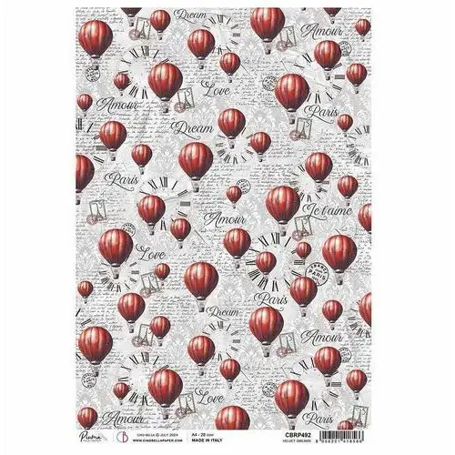 PAPIER RYŻOWY do decoupage A4 Ciao Bella - Velvet dreams balony zegary