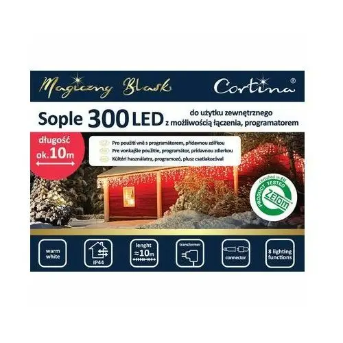 Lampki LED sople 300 zewnętrzne ciepły biały CORTINA POLAND