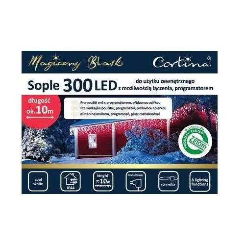 Cortina Lampki led sople 300 zewnętrzne zimny biały poland