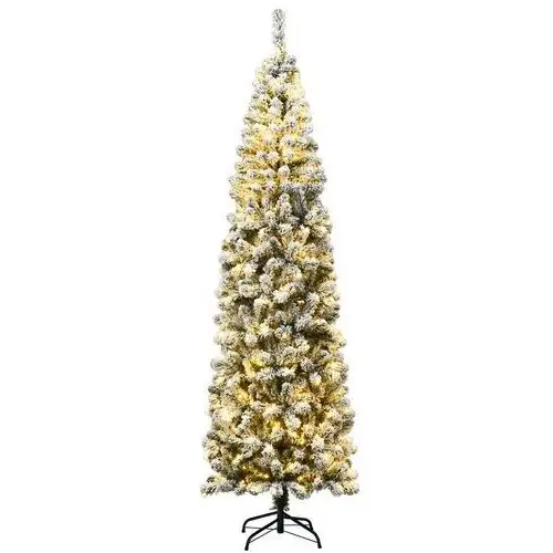 Choinka świąteczna smukła z lampkami led 225 cm Costway