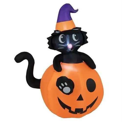 Dekoracja dmuchana halloween led dynia z kotem Costway
