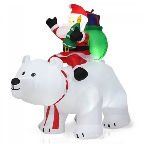 Dmuchany niedźwiedź polarny z Mikołajem dekoracja świąteczna do ogrodu