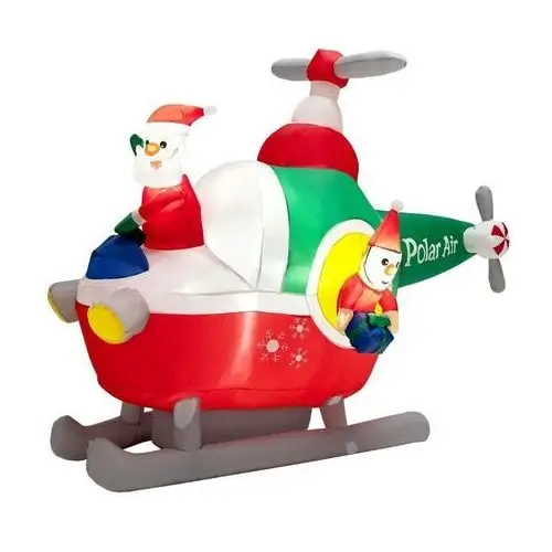 Costway Nadmuchiwany świąteczny helikopter z mikołajem i elfem led