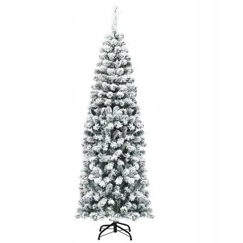 Costway Śnieżna choinka z metalową podstawką 180 cm wąska