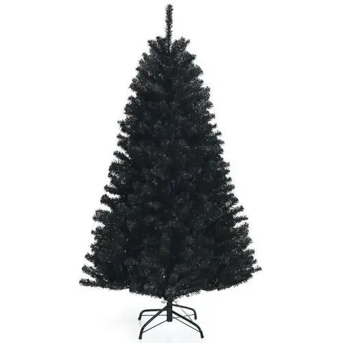 Costway Unikalna sztuczna choinka czarna z lampkami led 150 cm