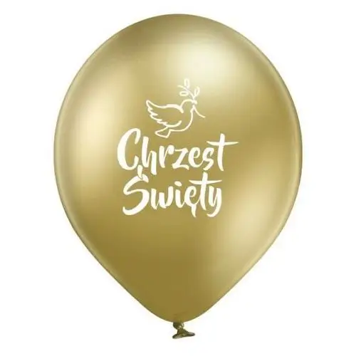 Balon GLOSSY ZŁOTY z nadrukiem Chrzest Święty, 30 cm