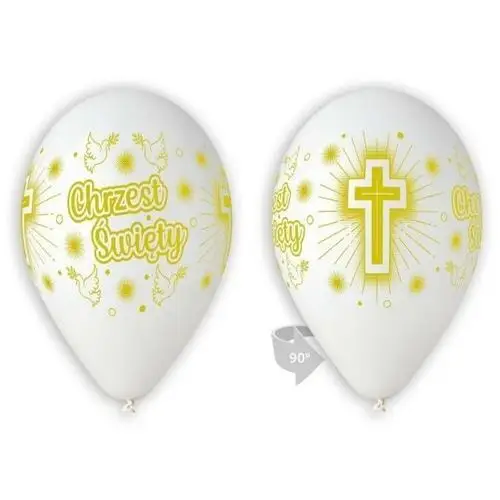 Balony dekoracyjne na Chrzest Święty, BIAŁE, 33 cm, 5 szt