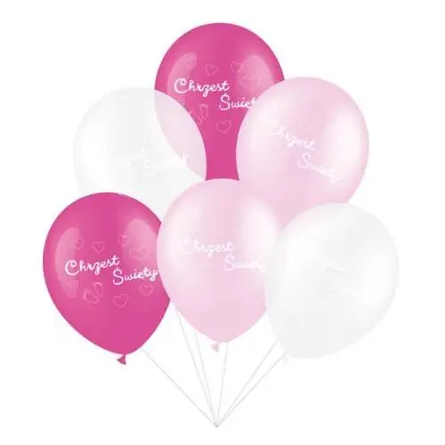 Zestaw balonów chrzest święty - royal pink 30cm - 6 sztuk Dekoracje chrzest św