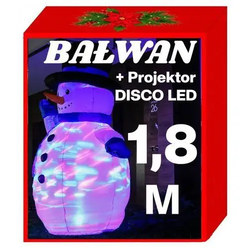 Dmuchany Bałwan 1,8M Pompowany lampki choinkowe Led mikołaj choinka