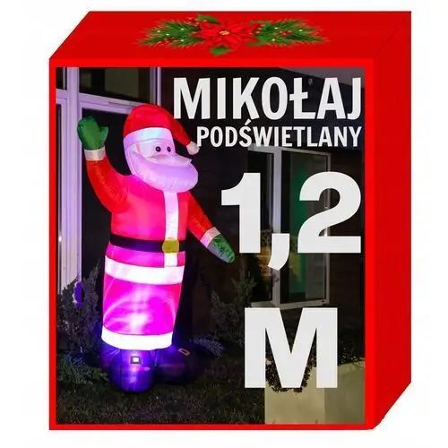 Dmuchany Mikołaj 1,2M Gwiazdor 120cm lampki choinkowe Led sople bałwan