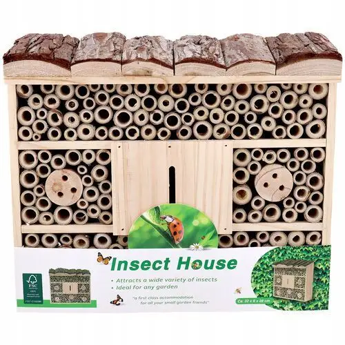 Domek Lęgowy Dla Pszczół I Innych Owadów Naturalne Drewno Z Korą Do Ogrodu