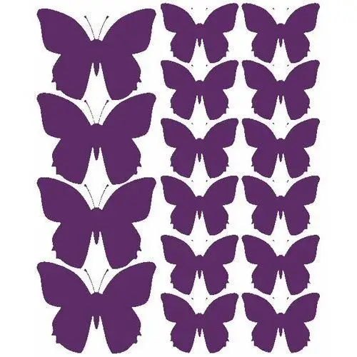 Naklejki na ścianę, motylki, fioletowe z połyskiem, 32 sztuki Drago