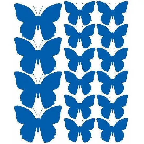 Drago Naklejki na ścianę, motylki, niebieskie z połyskiem, 32 sztuki