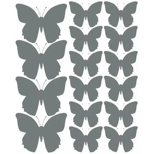 Naklejki na ścianę, motylki, szare matowe, 32 sztuki Drago