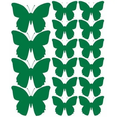 Naklejki na ścianę, motylki, zielone z połyskiem, 32 sztuki