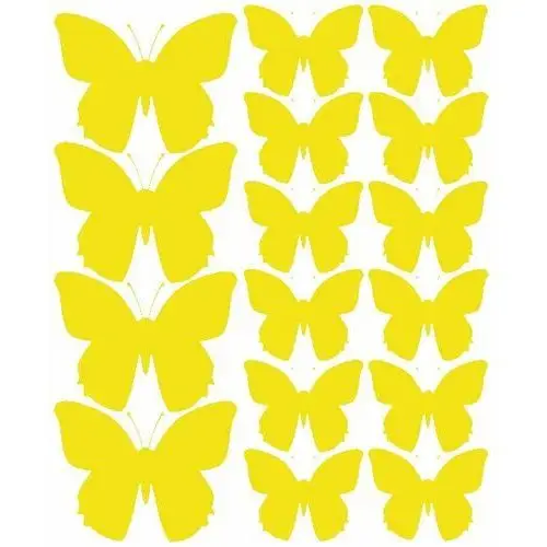 Drago Naklejki na ścianę, motylki, żółte z połyskiem, 32 sztuki